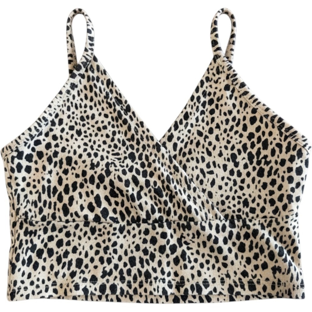 Brandy Melville Leopard Print Wrap Crop Tank Top OS Made in Italy Coquette Y2K